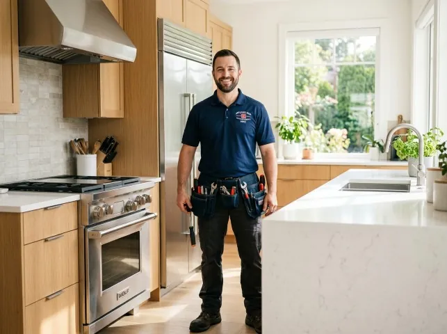 Appliance Repair Hero technician in a Allenwood, NJ kitchen after an appliance repair